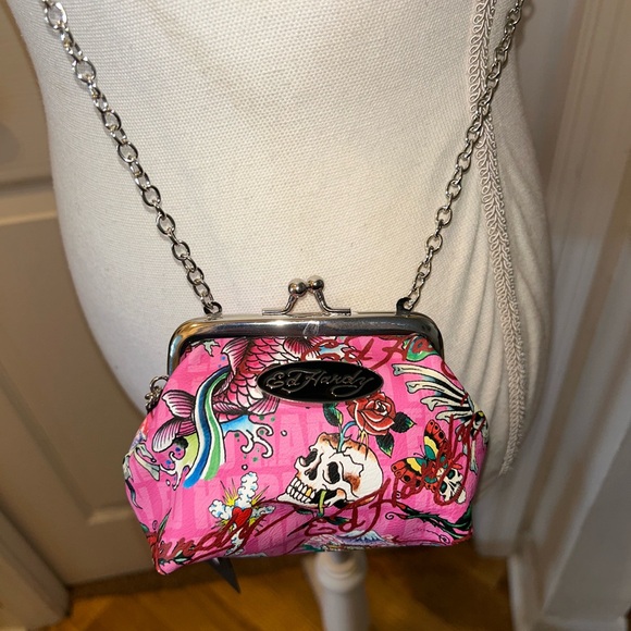 Ed Hardy Floral Pink Crossbody Bag - Picture 2 of 6